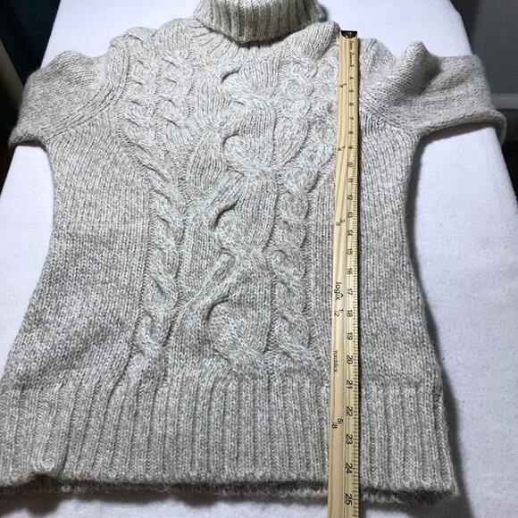 La Fee Maraboutee turtleneck long sleeve cable knit cream tan sweater soft sz 2 - Picture 4 of 8